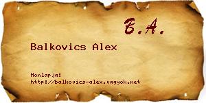 Balkovics Alex névjegykártya